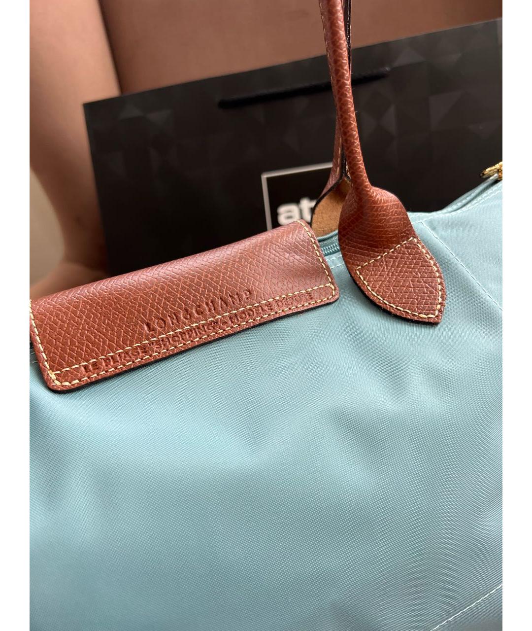 LONGCHAMP Голубая кожаная сумка тоут, фото 6