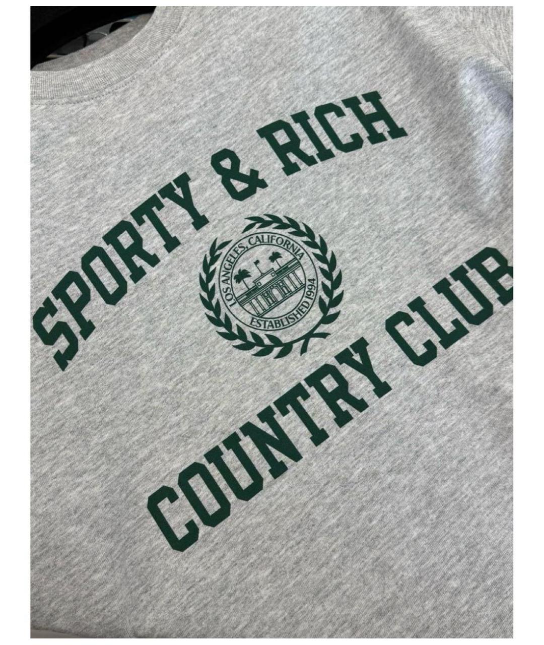 SPORTY AND RICH Серая хлопковая футболка, фото 3
