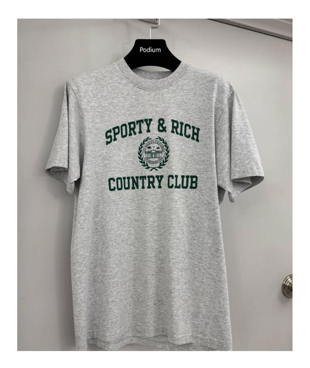 SPORTY AND RICH Серая хлопковая футболка, фото 4