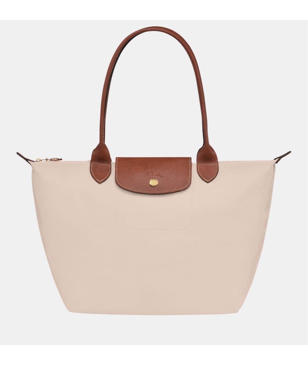 LONGCHAMP Бежевая кожаная сумка тоут, фото 8