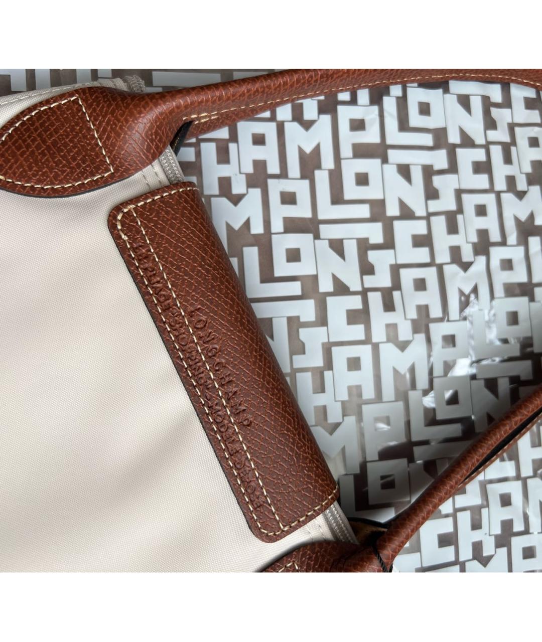 LONGCHAMP Бежевая кожаная сумка тоут, фото 6