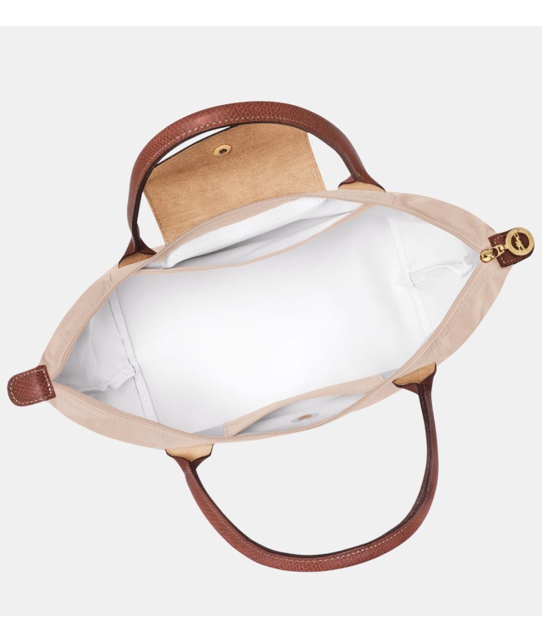LONGCHAMP Бежевая кожаная сумка тоут, фото 4