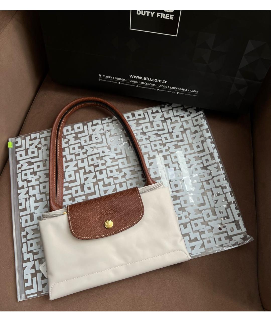 LONGCHAMP Бежевая кожаная сумка тоут, фото 5