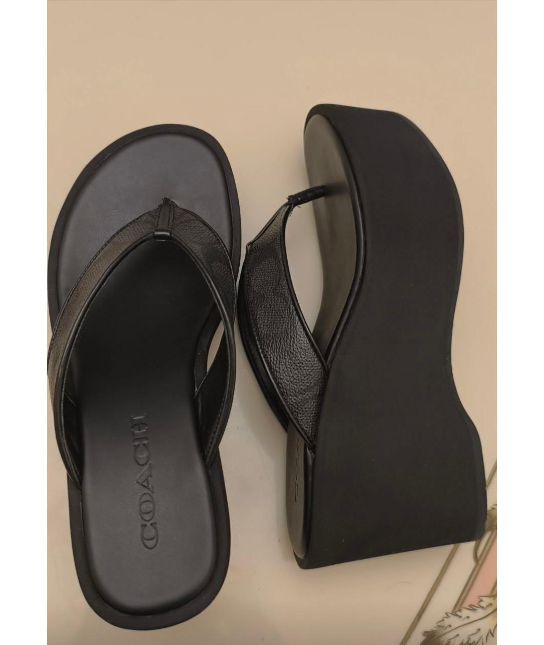 COACH Черные босоножки из искусственной кожи, фото 5