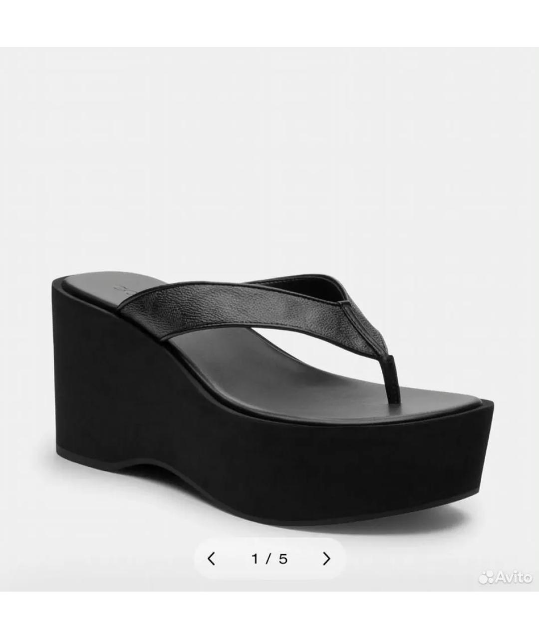COACH Черные босоножки из искусственной кожи, фото 3