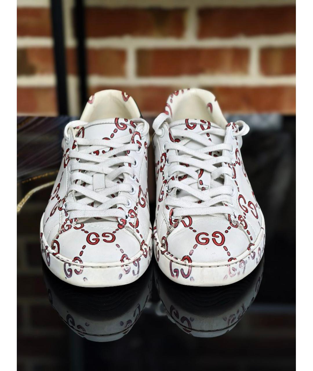 GUCCI Белые кожаные кеды, фото 2