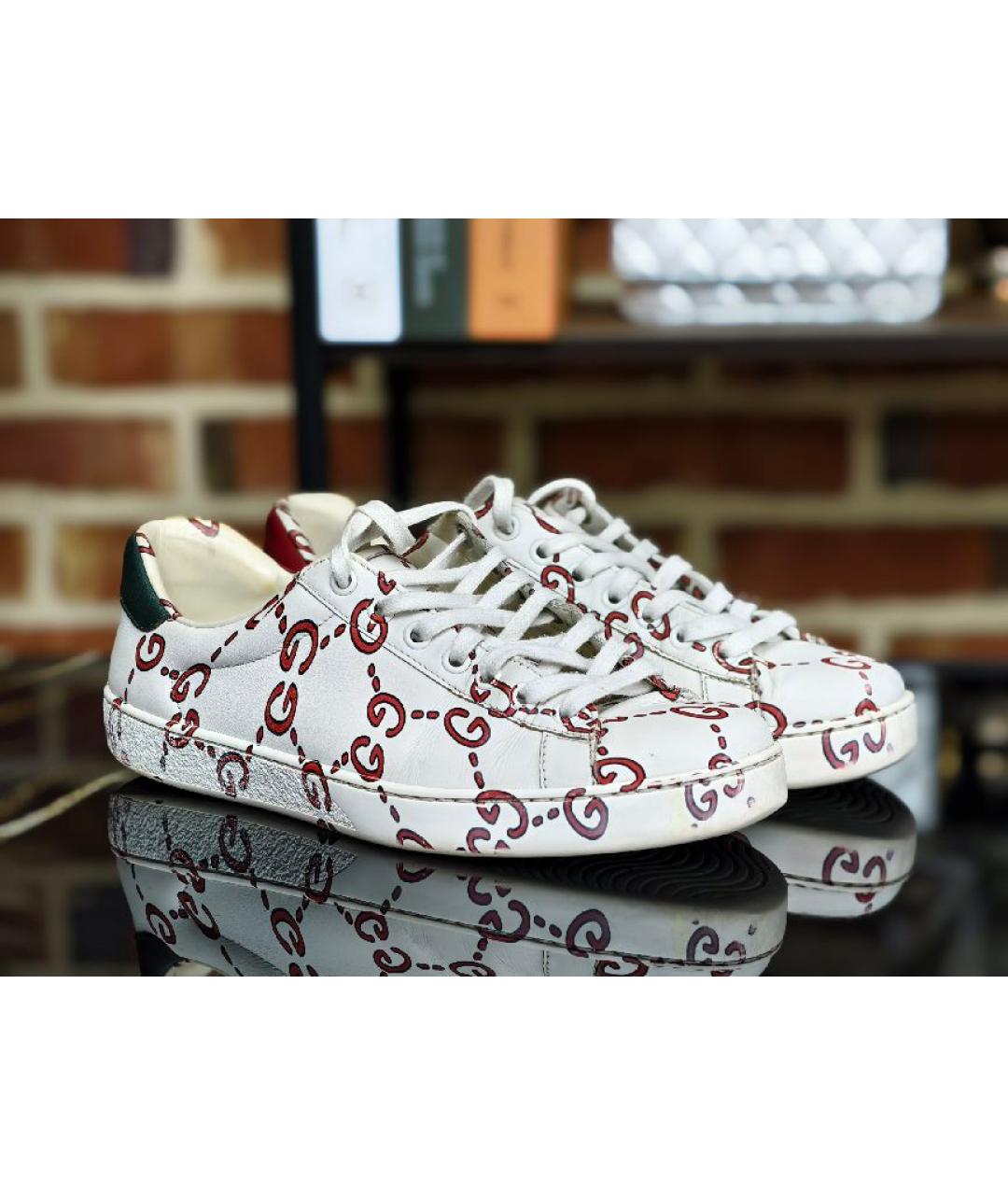 GUCCI Белые кожаные кеды, фото 6