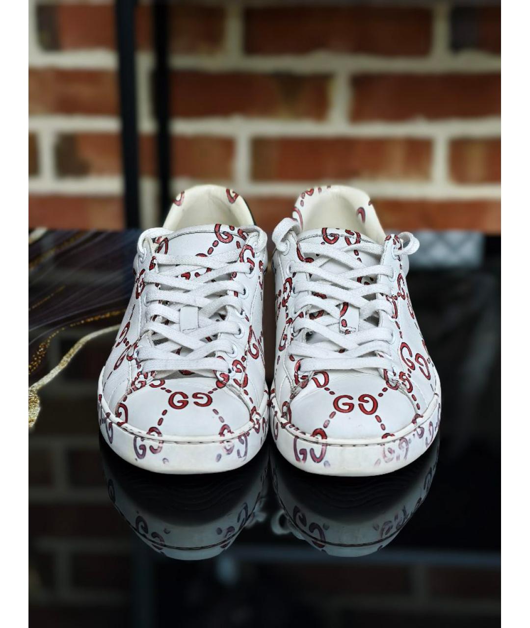 GUCCI Белые кожаные кеды, фото 3