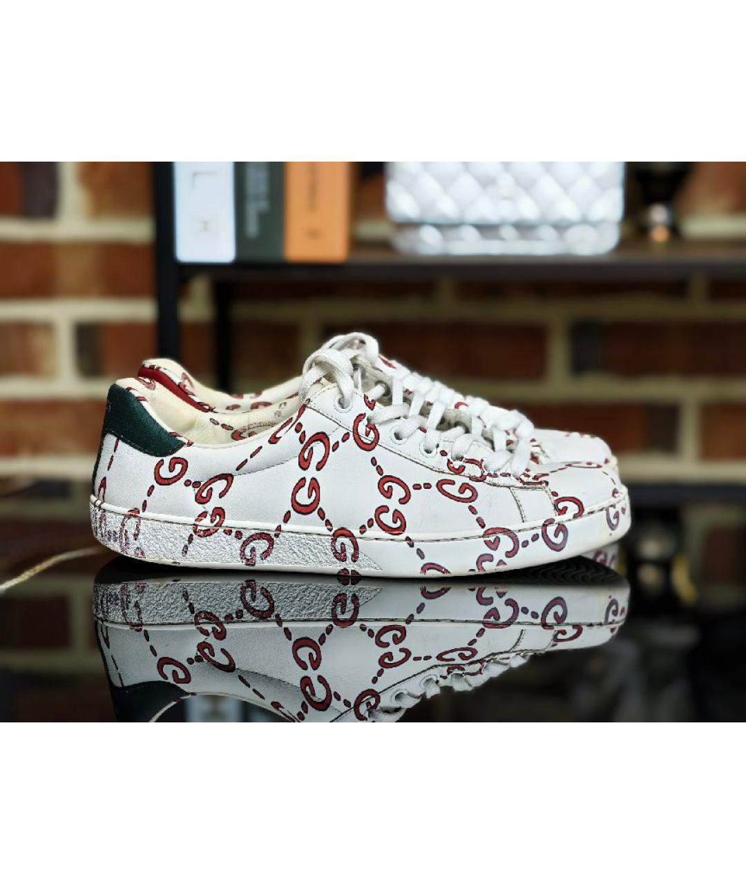GUCCI Белые кожаные кеды, фото 7