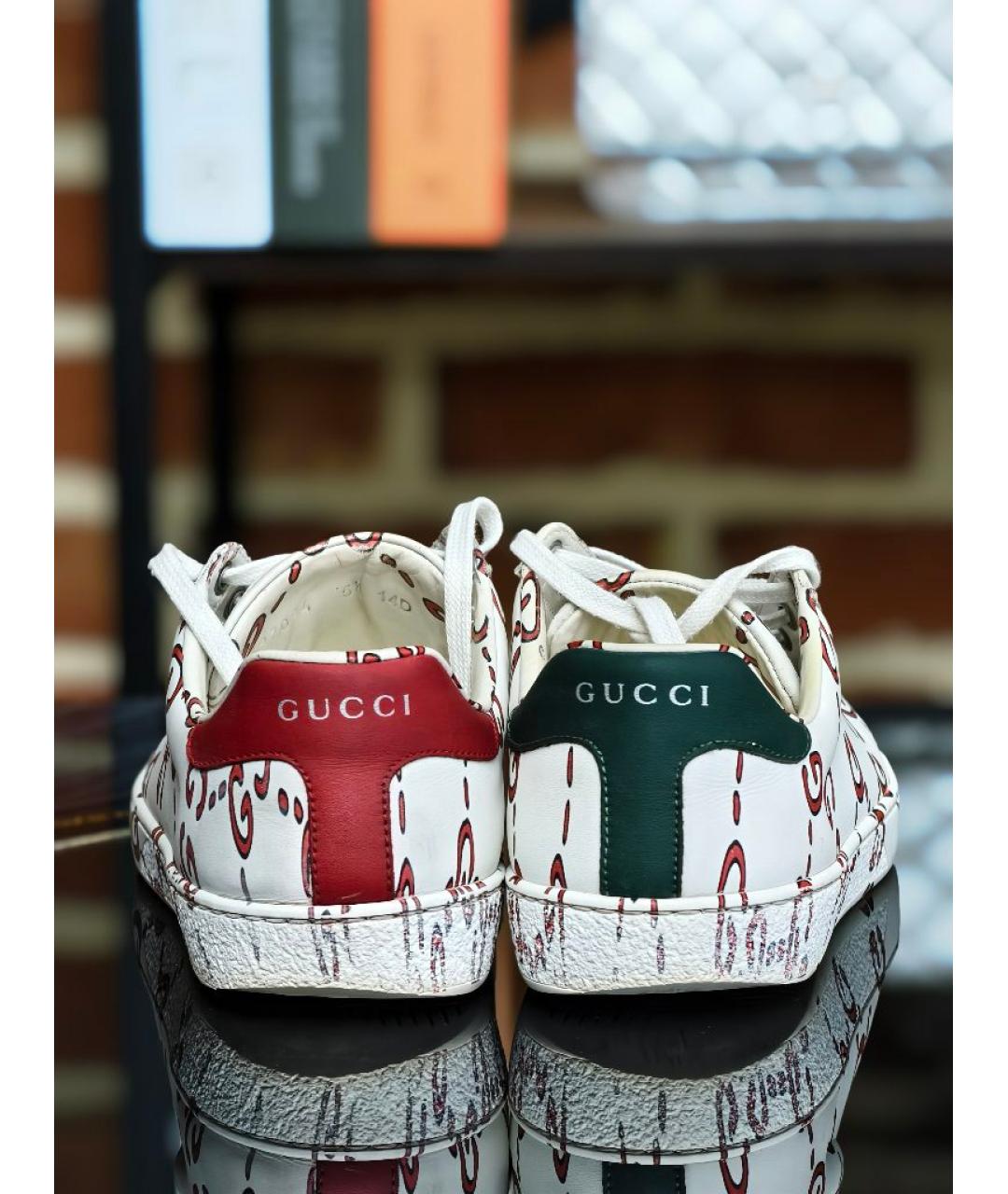 GUCCI Белые кожаные кеды, фото 4