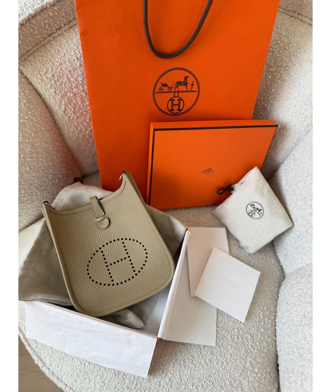 HERMES Бежевая кожаная сумка через плечо, фото 3