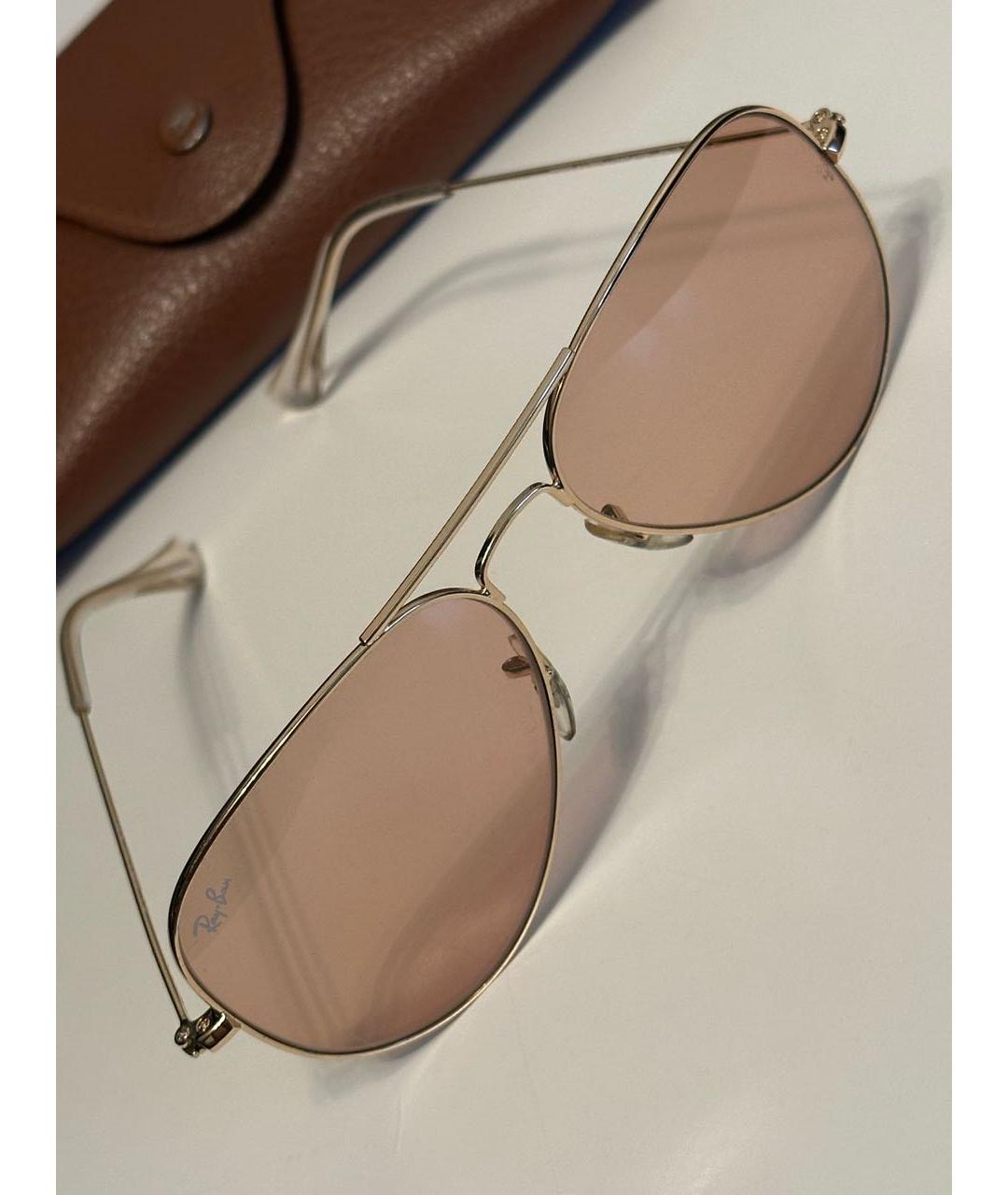 RAY BAN Коричневые металлические солнцезащитные очки, фото 2