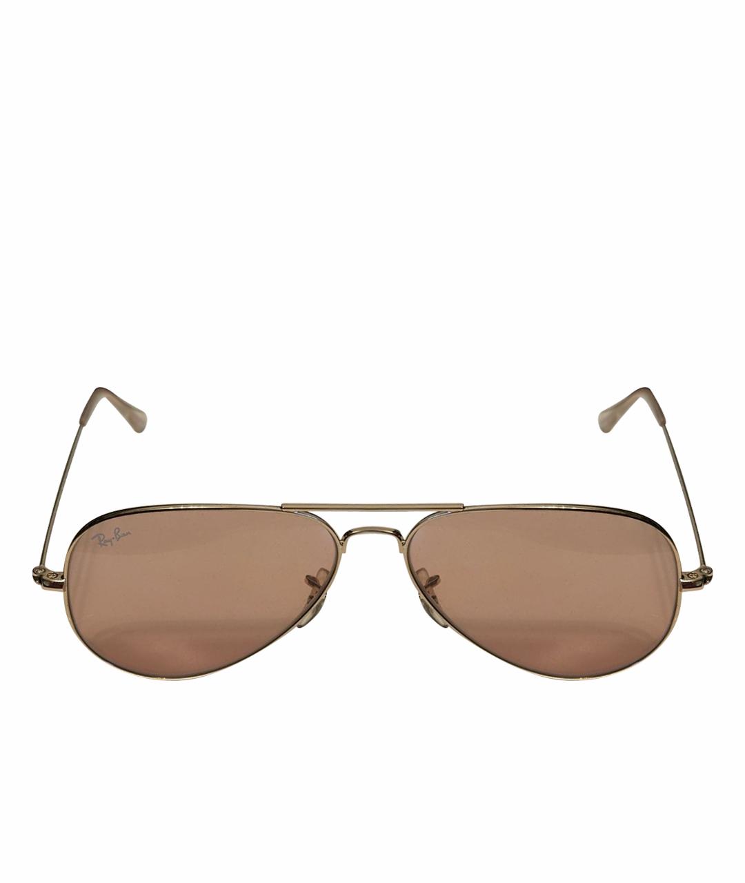 RAY BAN Коричневые металлические солнцезащитные очки, фото 1