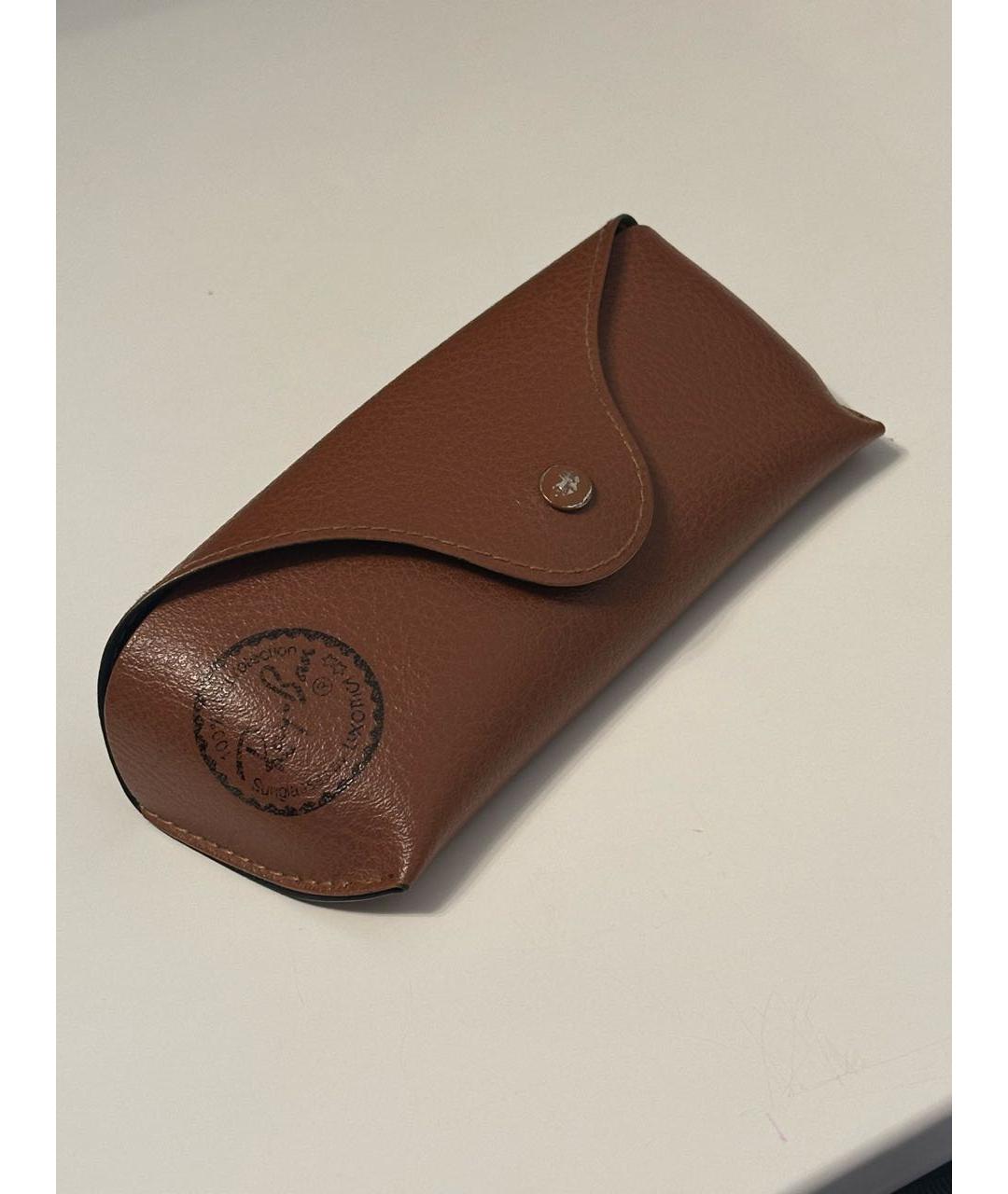RAY BAN Коричневые металлические солнцезащитные очки, фото 4