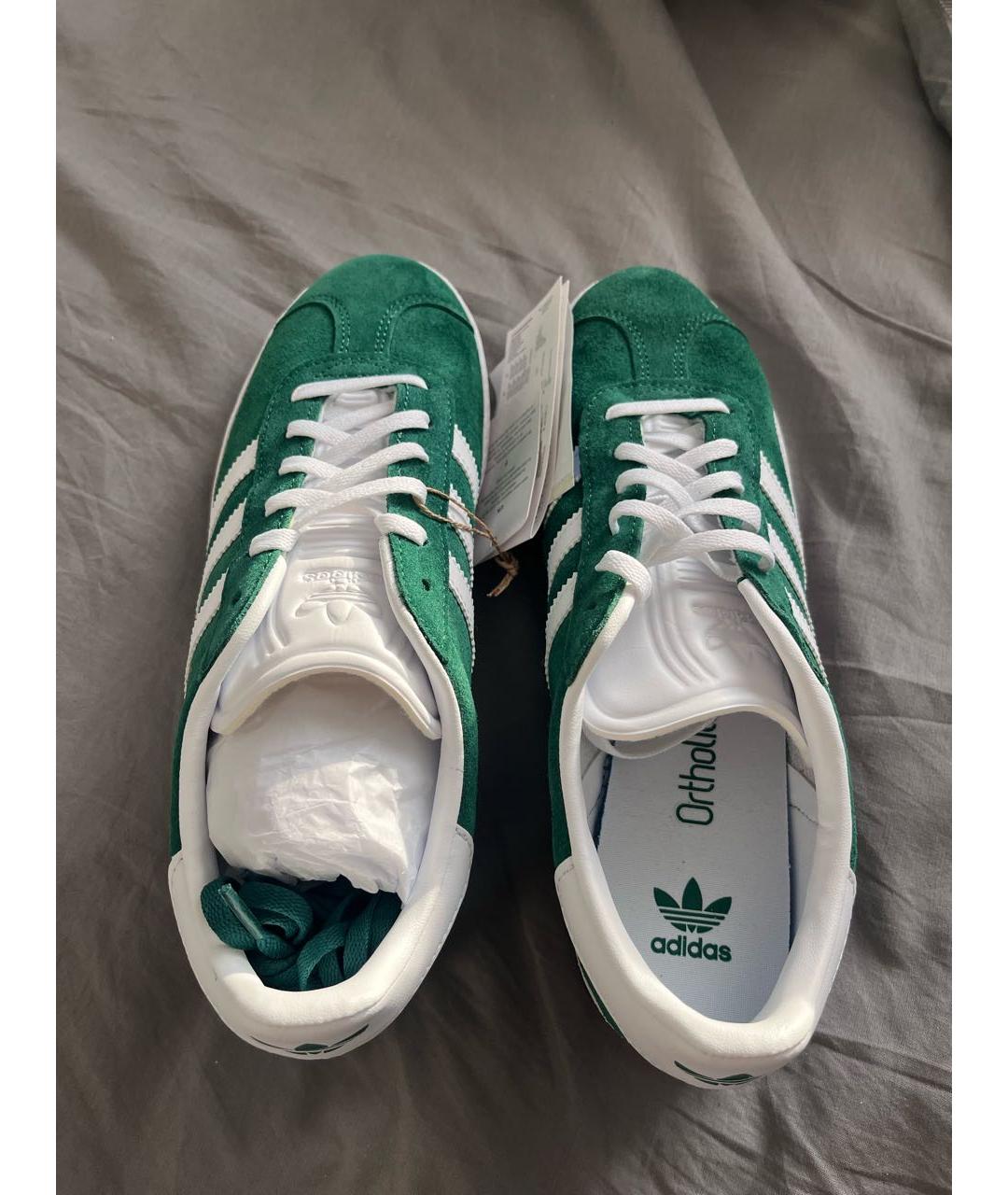 ADIDAS Зеленые кожаные кроссовки, фото 3