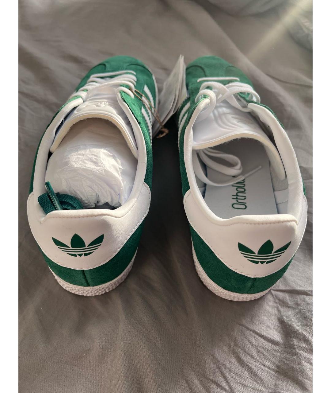 ADIDAS Зеленые кожаные кроссовки, фото 4