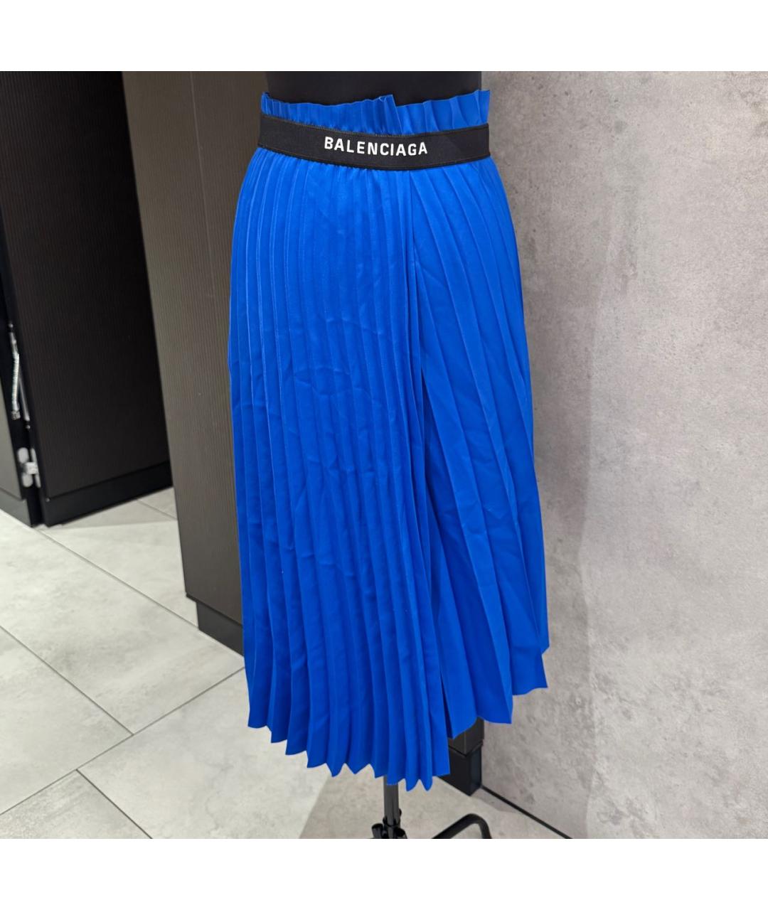 BALENCIAGA Синяя полиэстеровая юбка миди, фото 5