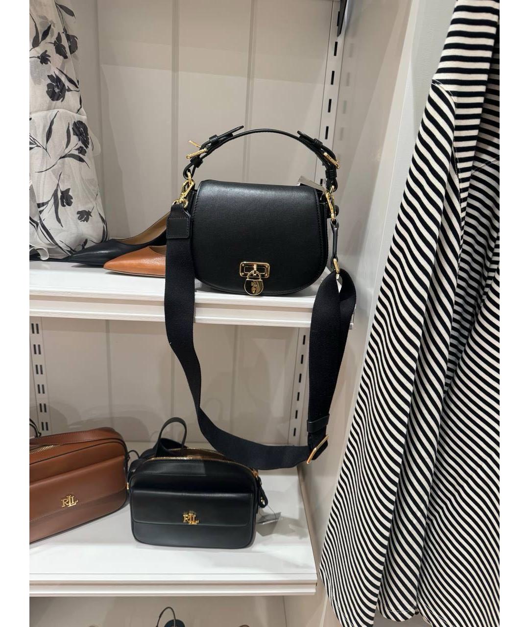 POLO RALPH LAUREN Черная кожаная сумка через плечо, фото 2