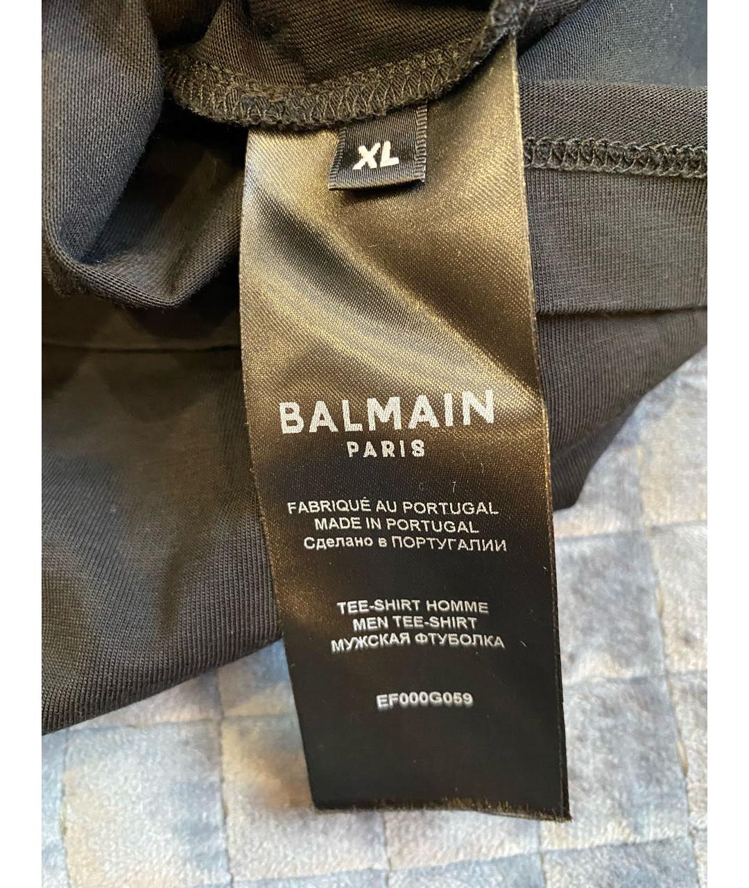 BALMAIN Черная хлопковая футболка, фото 5