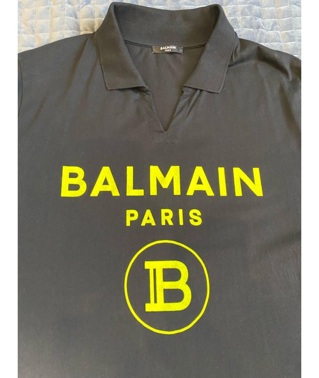 BALMAIN Черная хлопковая футболка, фото 2