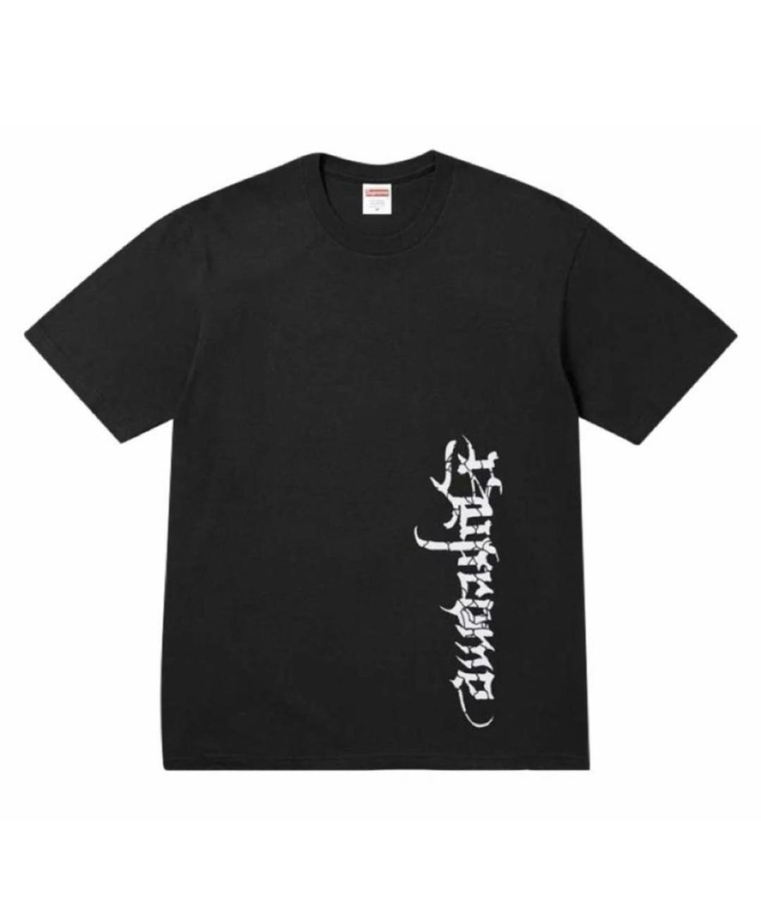 SUPREME Черная хлопковая футболка, фото 2