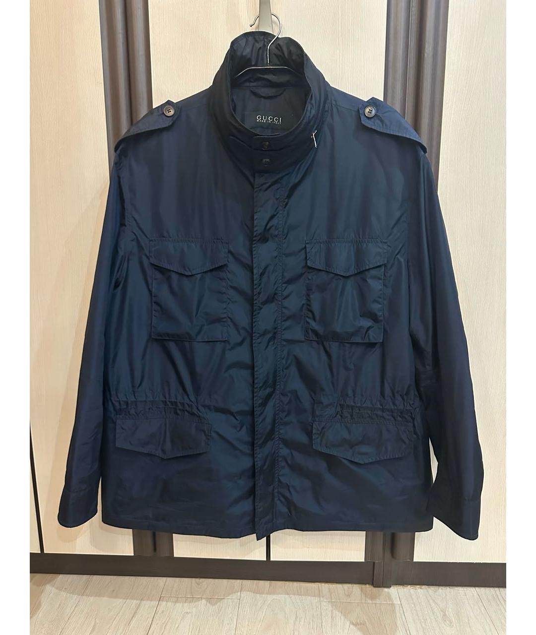 GUCCI Темно-синяя полиамидовая куртка, фото 9