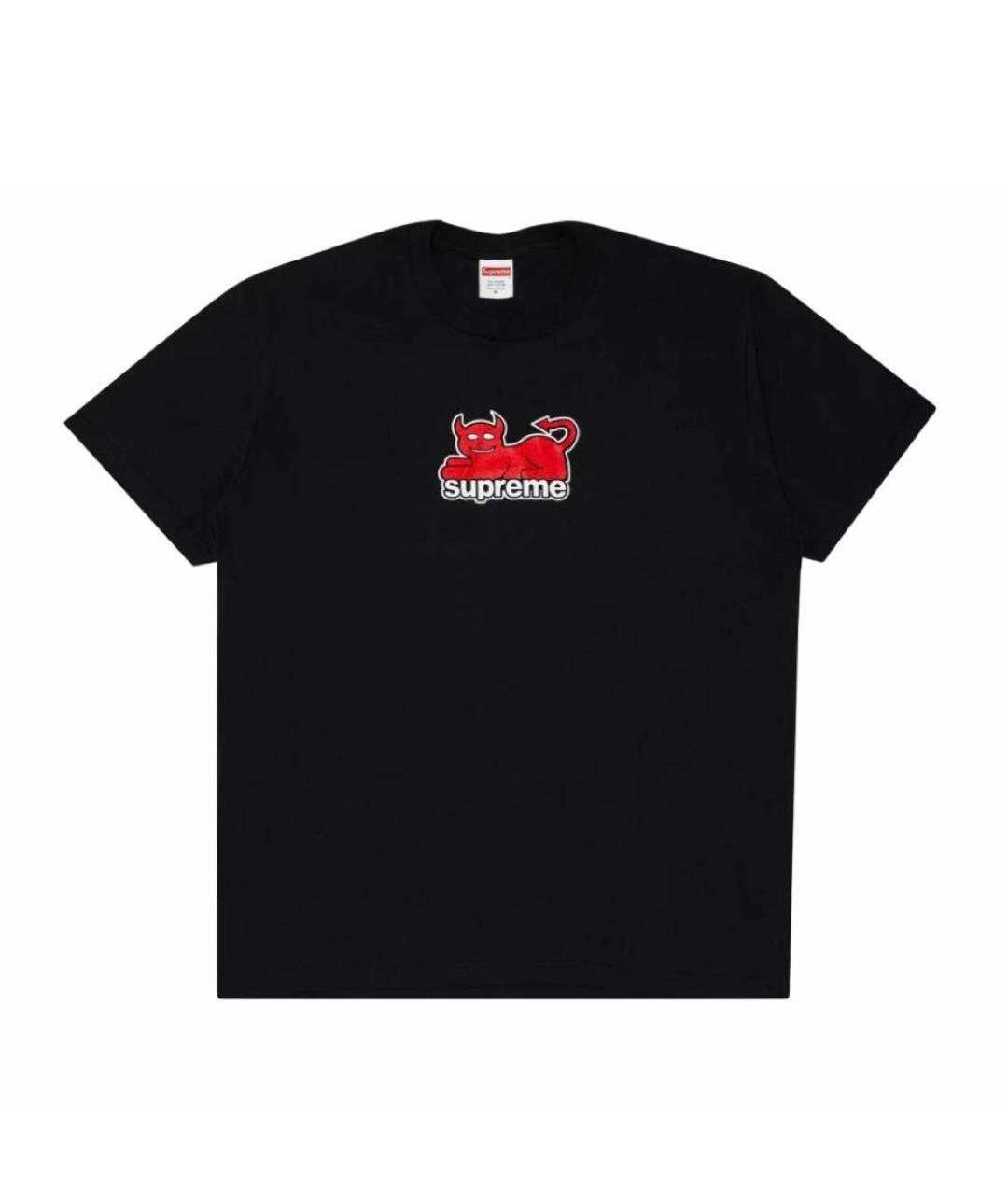 SUPREME Черная хлопковая футболка, фото 1