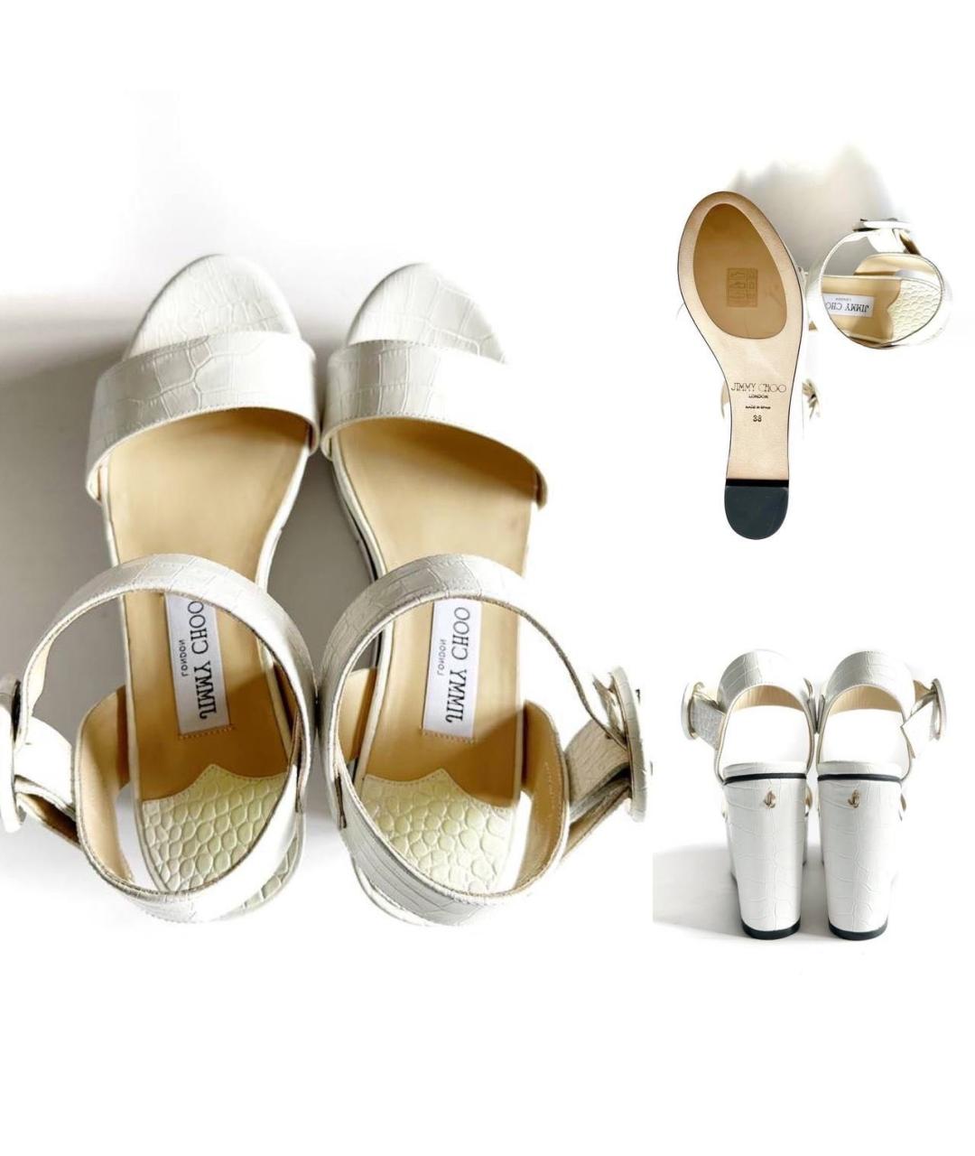 JIMMY CHOO Белые кожаные босоножки, фото 3