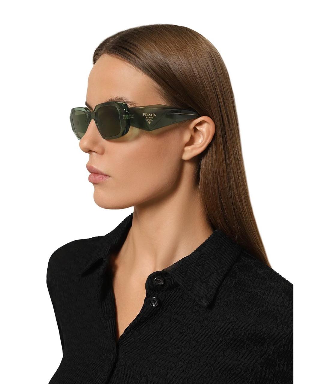PRADA Зеленые пластиковые солнцезащитные очки, фото 3
