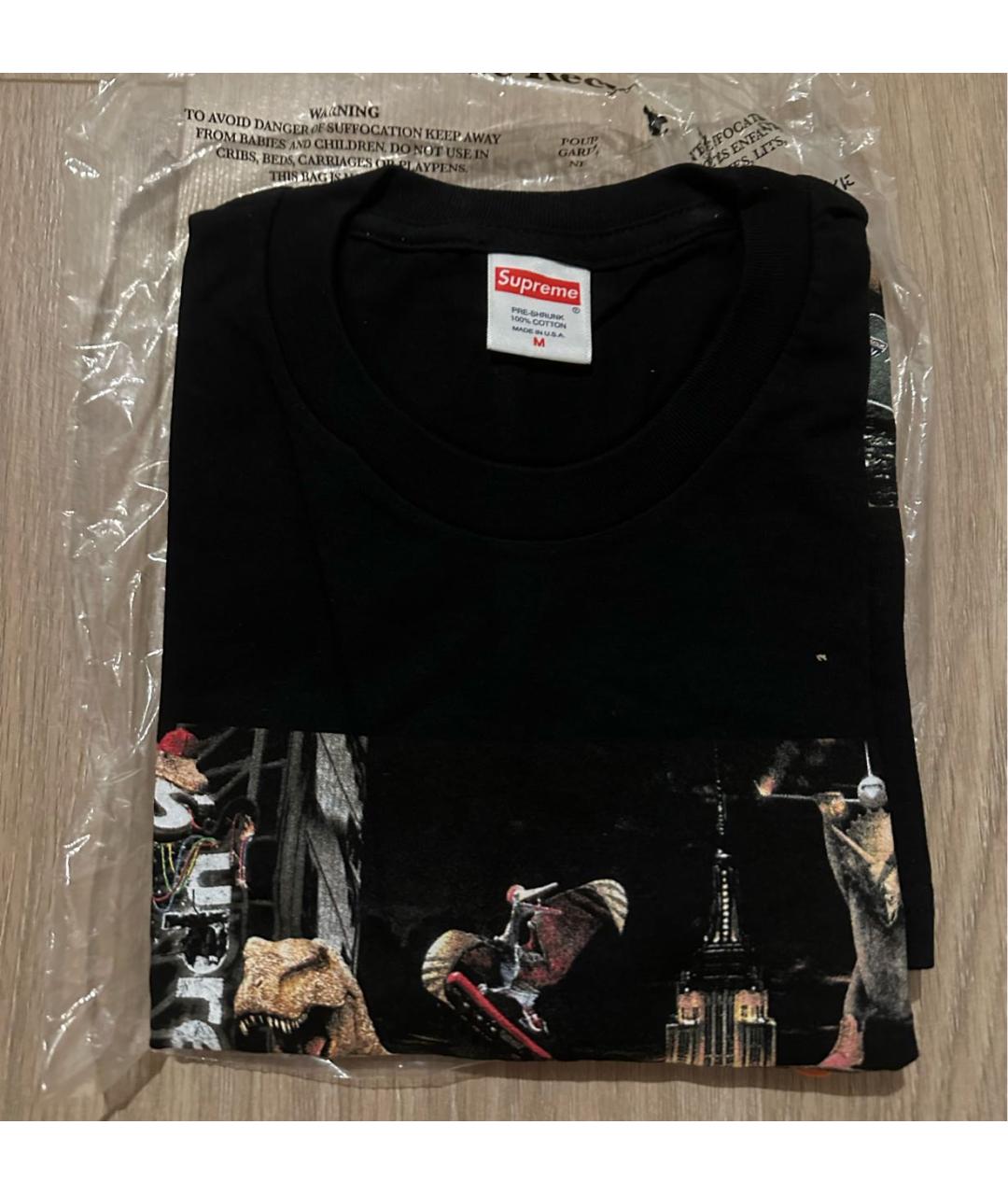 SUPREME Черная хлопковая футболка, фото 2