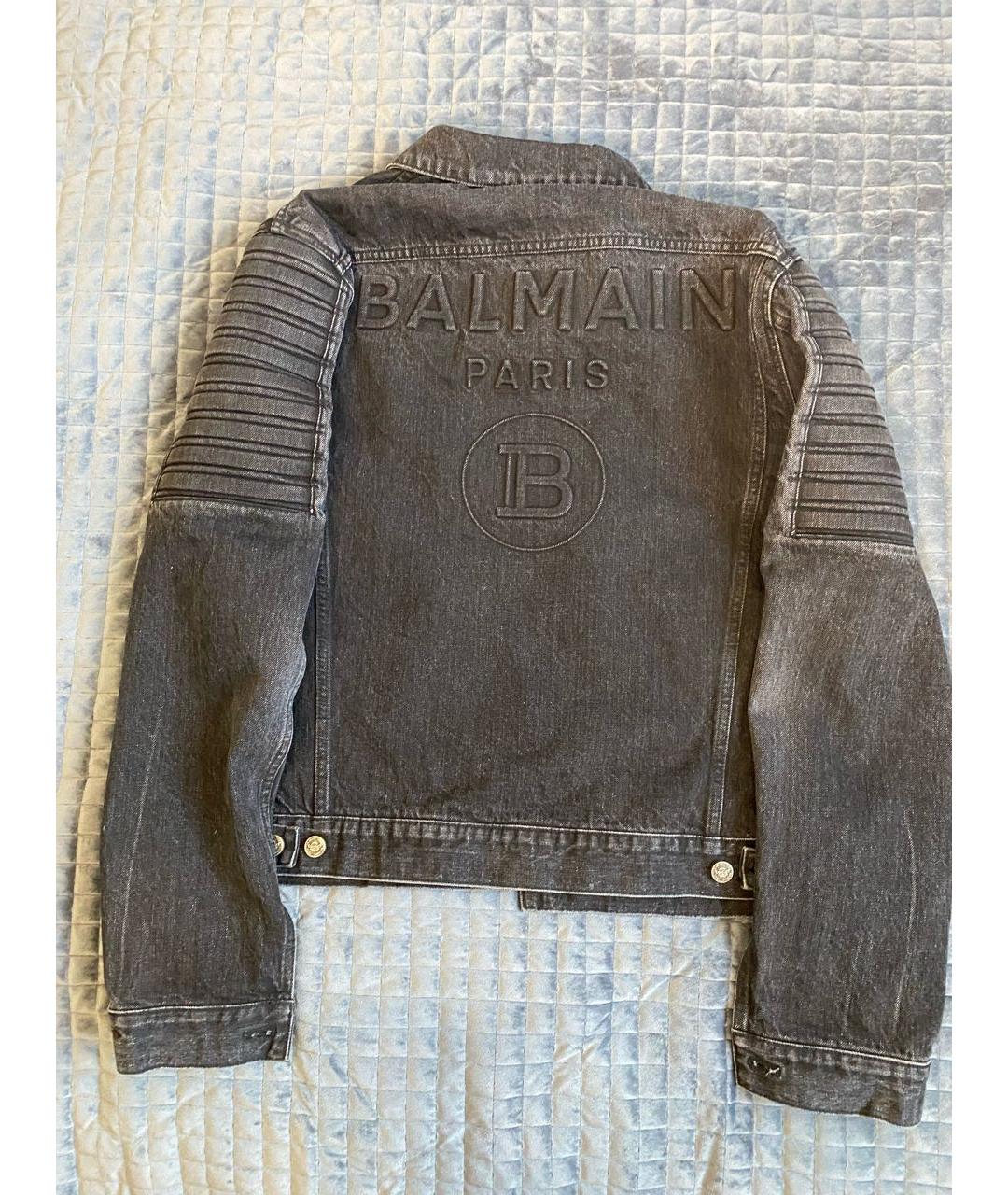 BALMAIN Черная деним куртка, фото 2