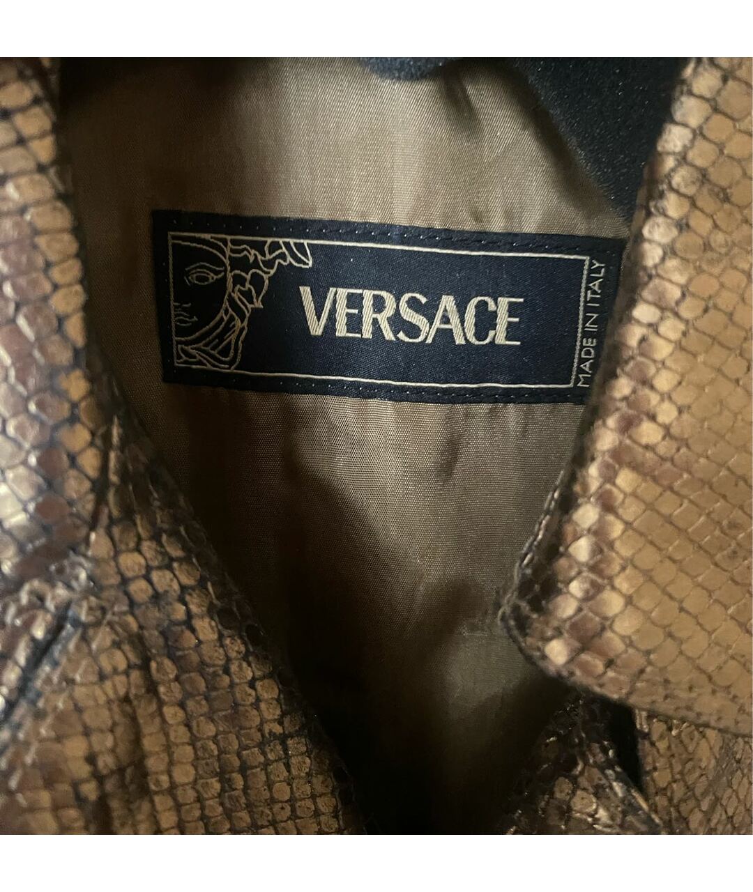 VERSACE VINTAGE Золотое кожаное пальто, фото 3