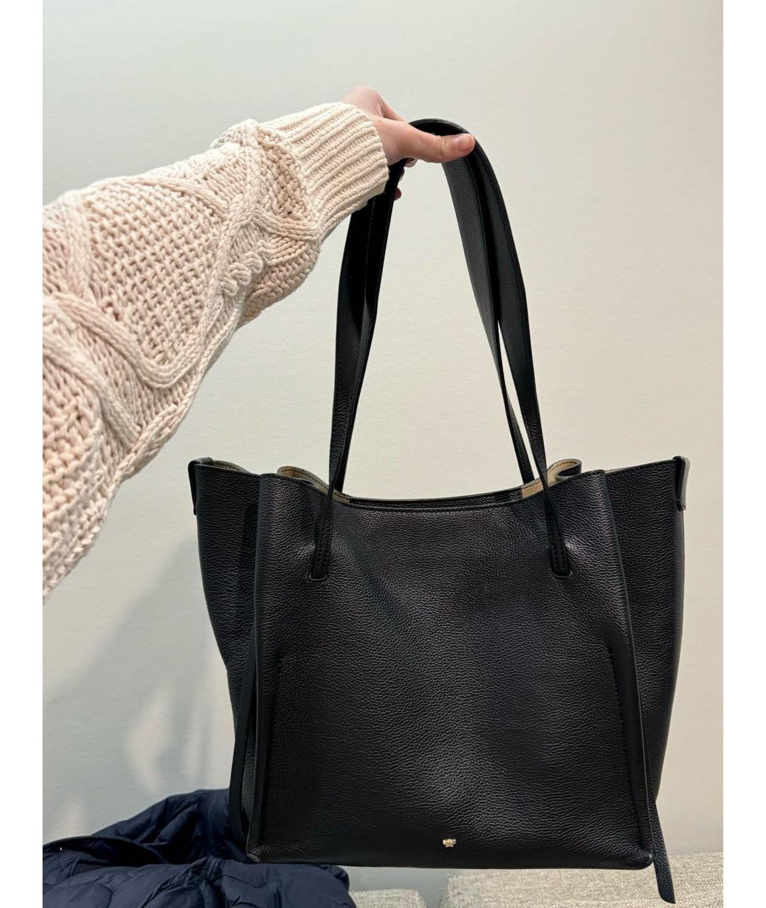 WEEKEND MAX MARA Черная кожаная сумка тоут, фото 7