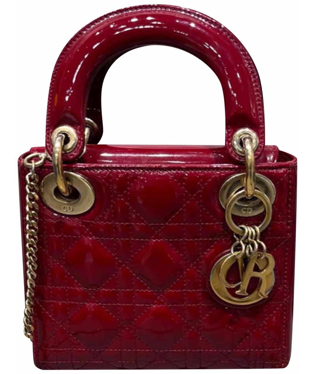 CHRISTIAN DIOR Красная сумка с короткими ручками из лакированной кожи, фото 1