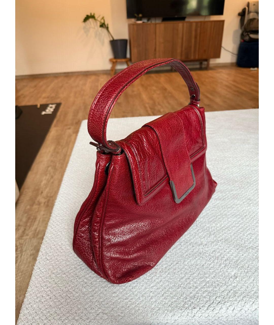 MAX MARA Бордовая кожаная сумка с короткими ручками, фото 2