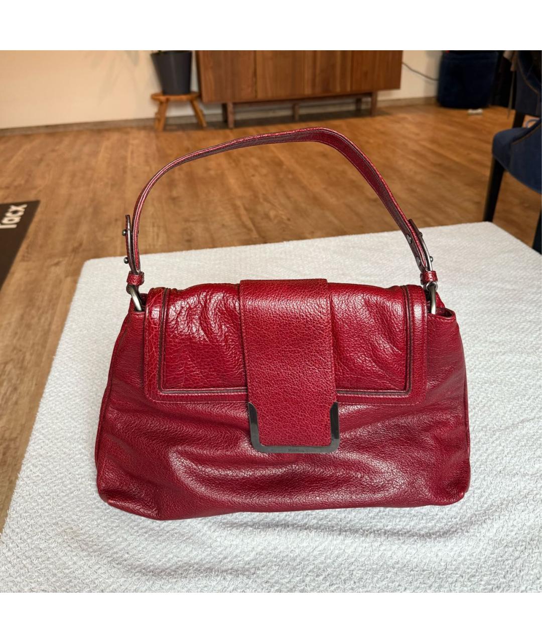 MAX MARA Бордовая кожаная сумка с короткими ручками, фото 5