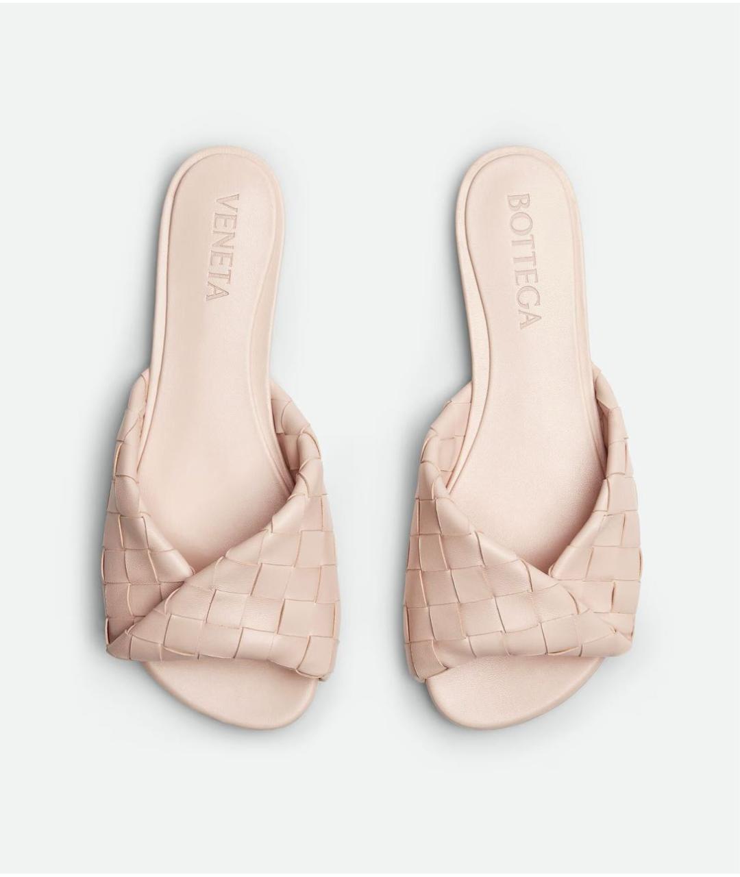 BOTTEGA VENETA Розовые кожаные шлепанцы, фото 2
