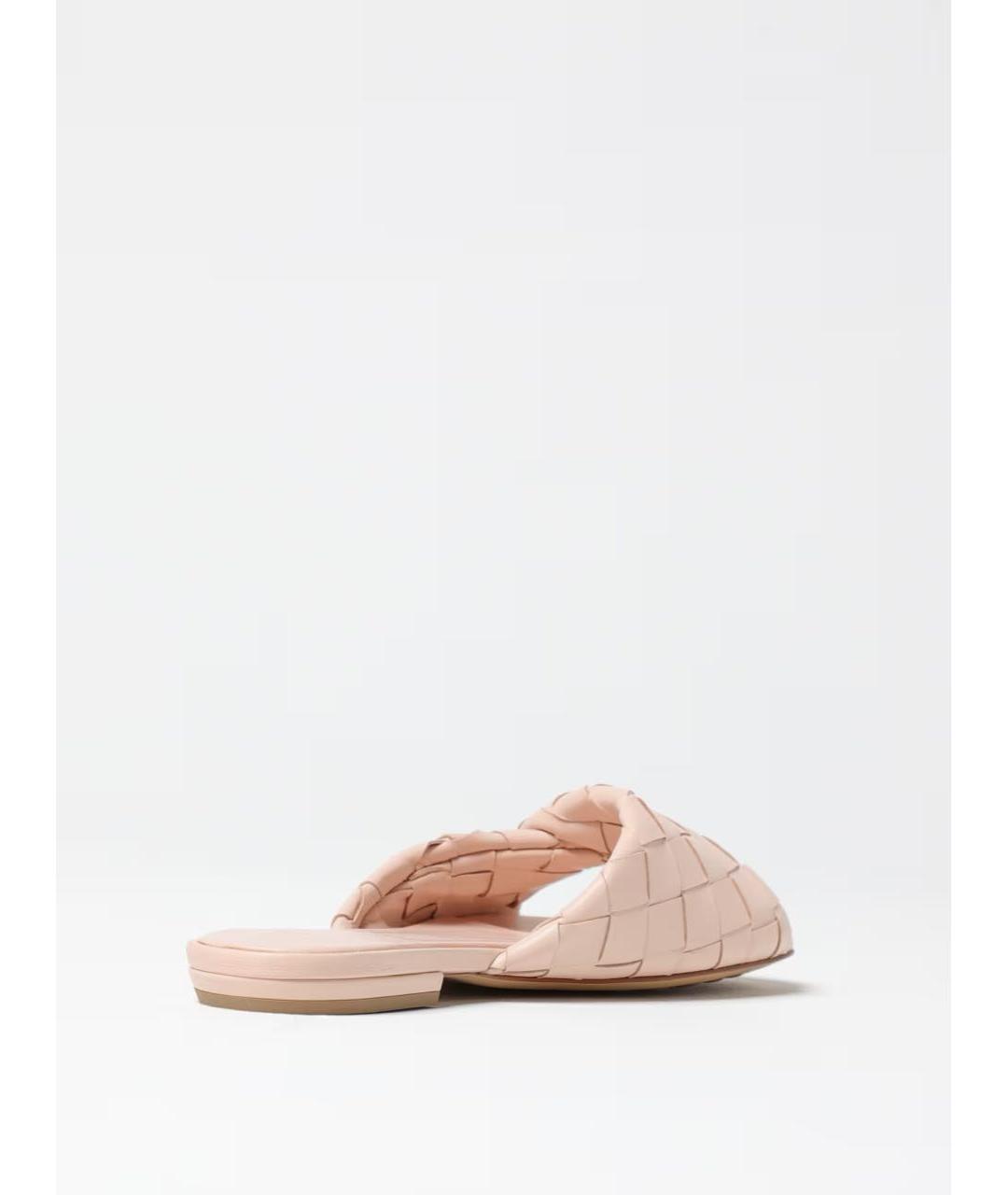 BOTTEGA VENETA Розовые кожаные шлепанцы, фото 7