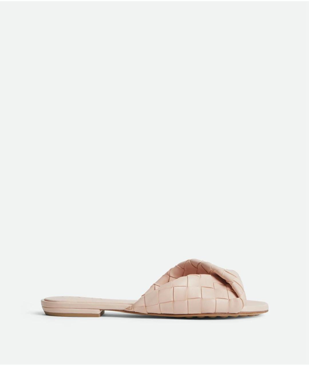 BOTTEGA VENETA Розовые кожаные шлепанцы, фото 8