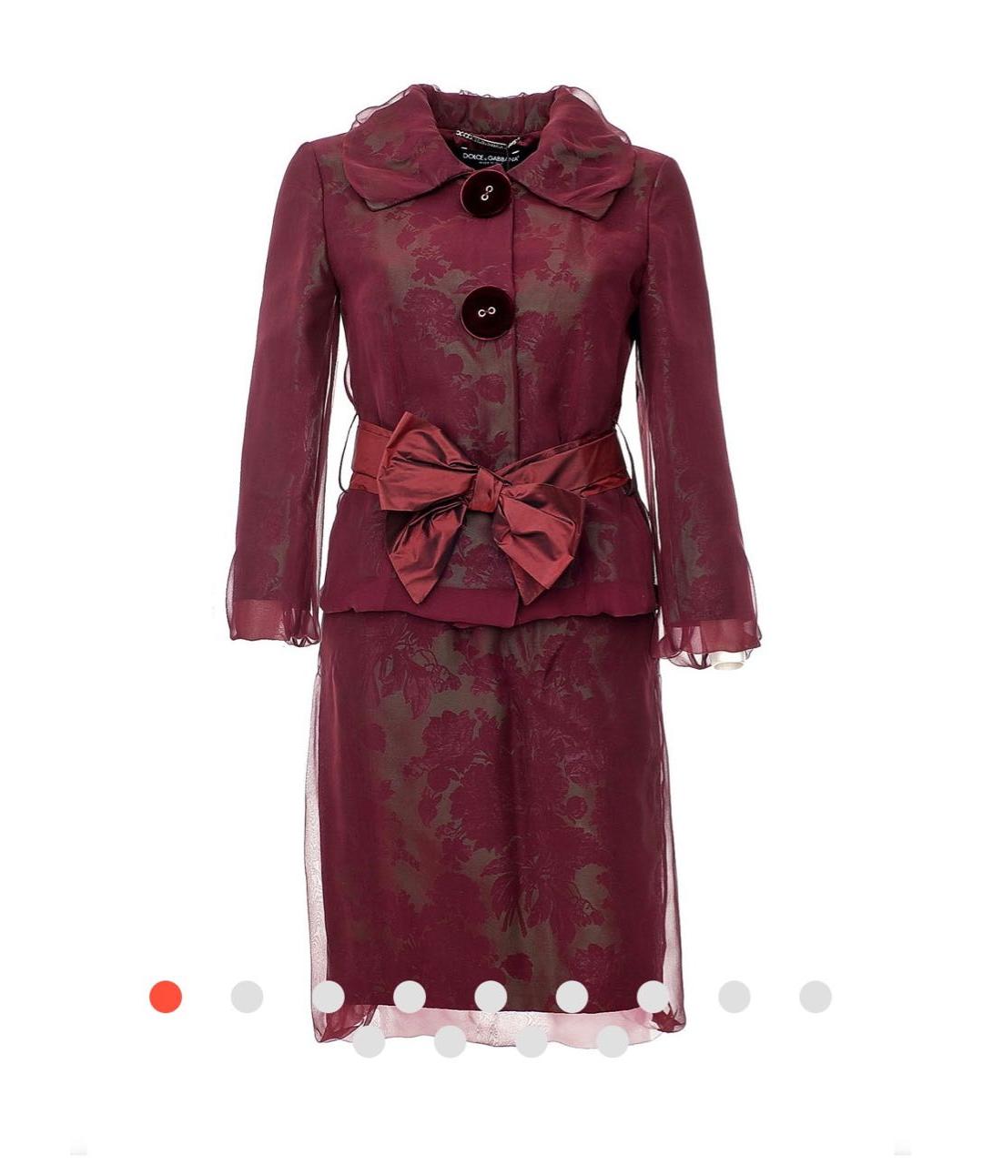 DOLCE&GABBANA Бордовый шелковый костюм с юбками, фото 9
