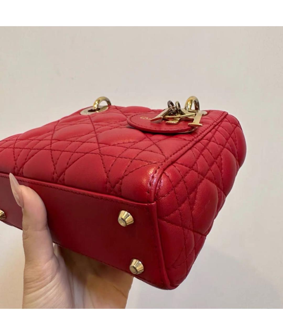 CHRISTIAN DIOR Красная кожаная сумка с короткими ручками, фото 3