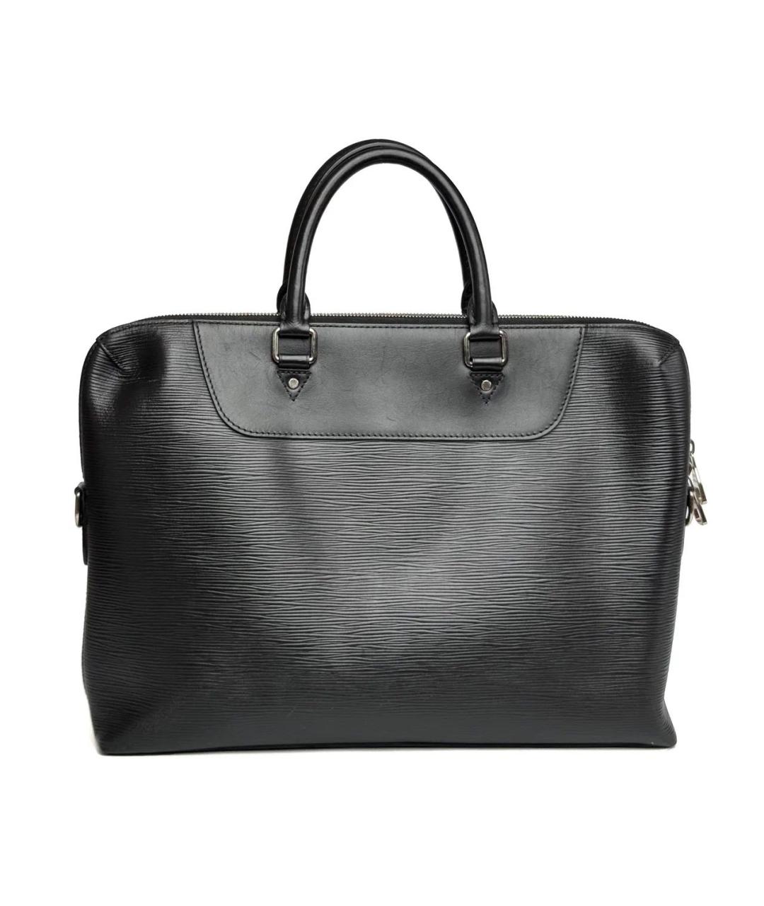LOUIS VUITTON Черный кожаный портфель, фото 2