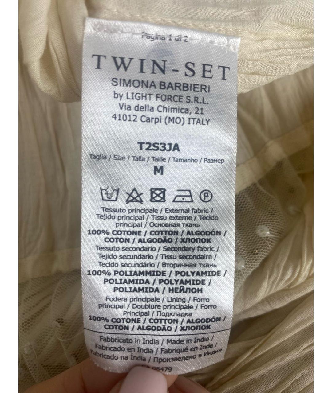 TWIN-SET Бежевое хлопковое повседневное платье, фото 7