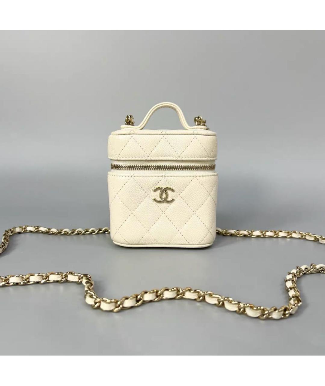 CHANEL Бежевая кожаная сумка через плечо, фото 8