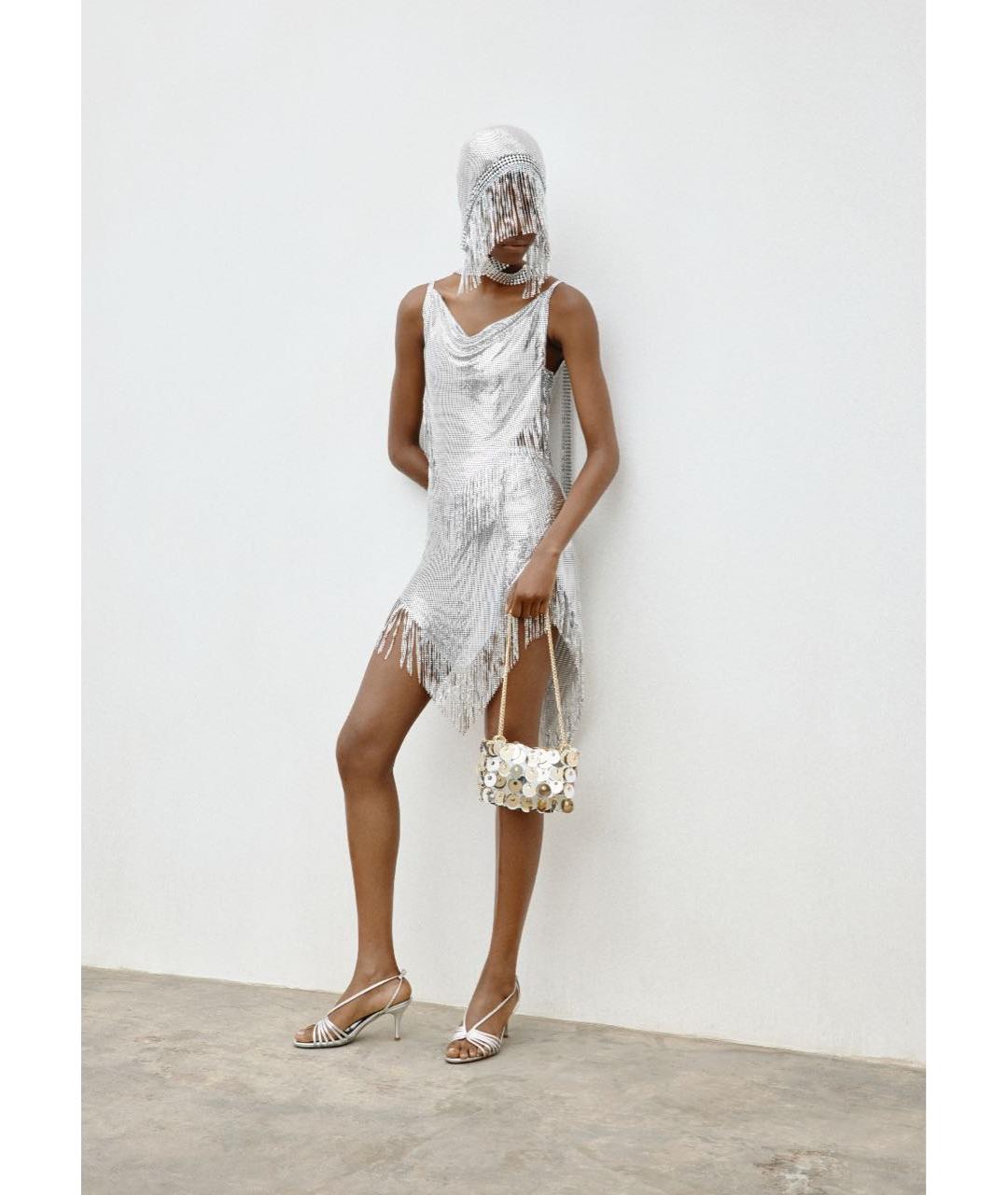 PACO RABANNE Серебряная юбка мини, фото 4
