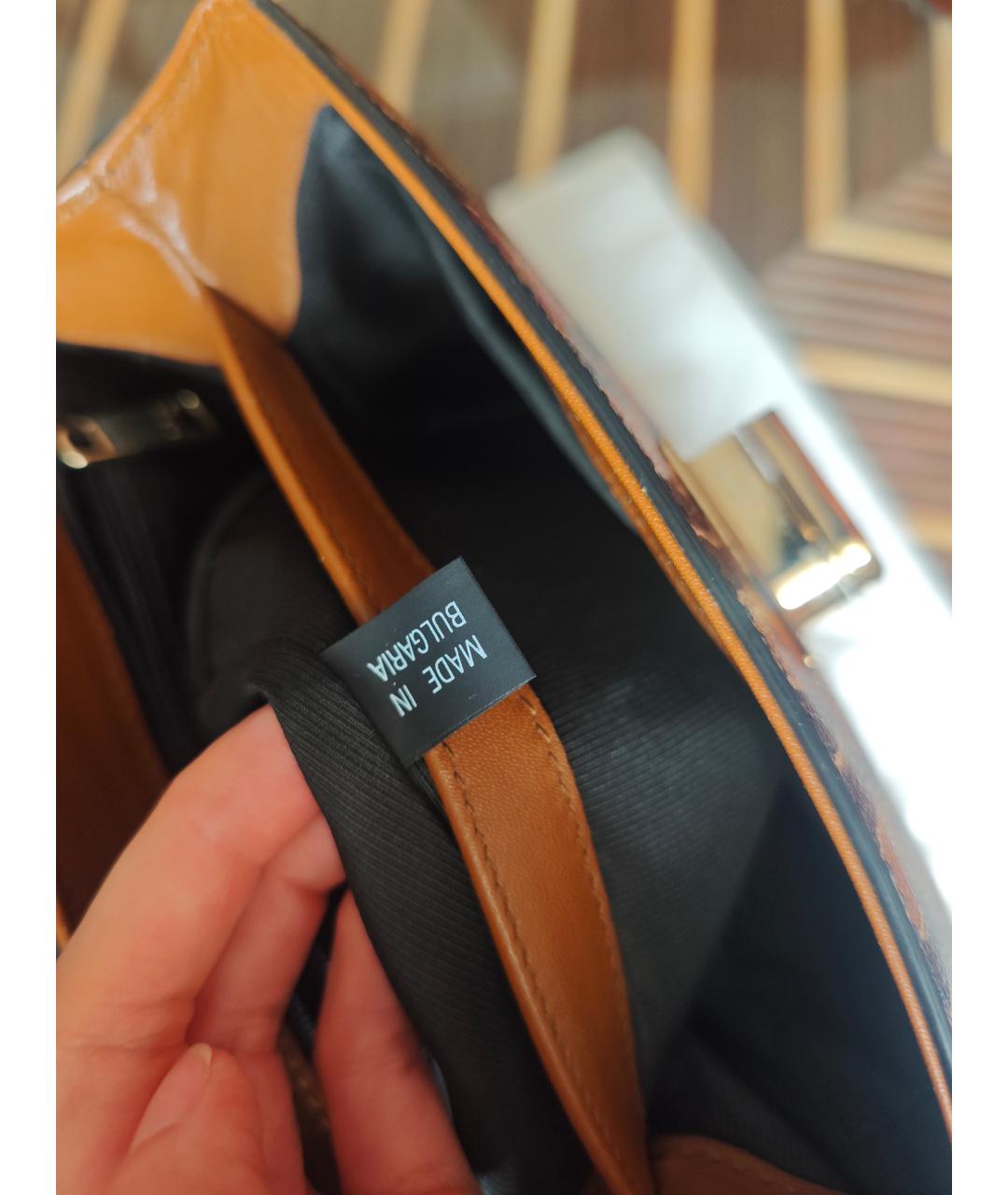 FURLA Коричневая кожаная сумка с короткими ручками, фото 5