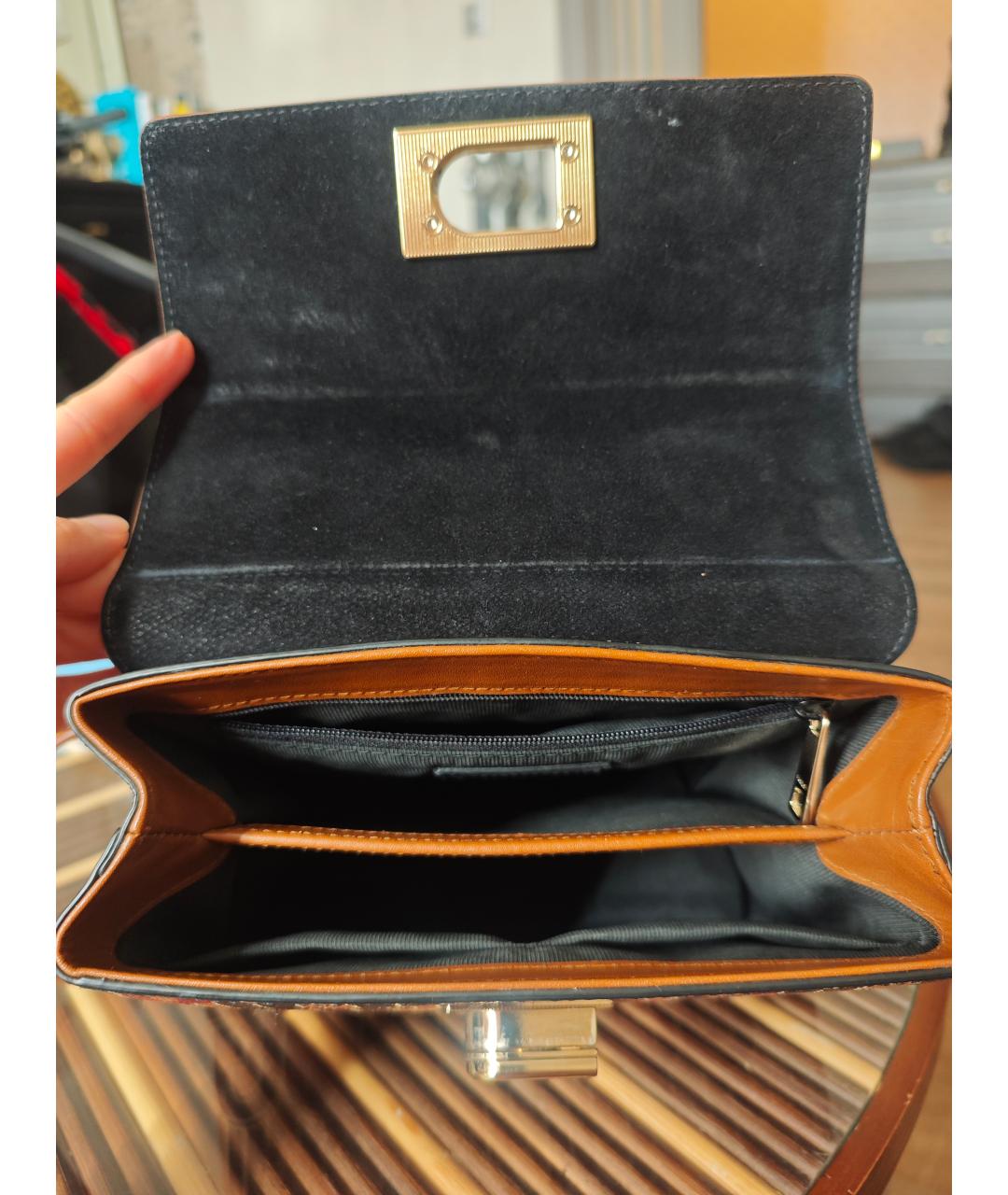 FURLA Коричневая кожаная сумка с короткими ручками, фото 4