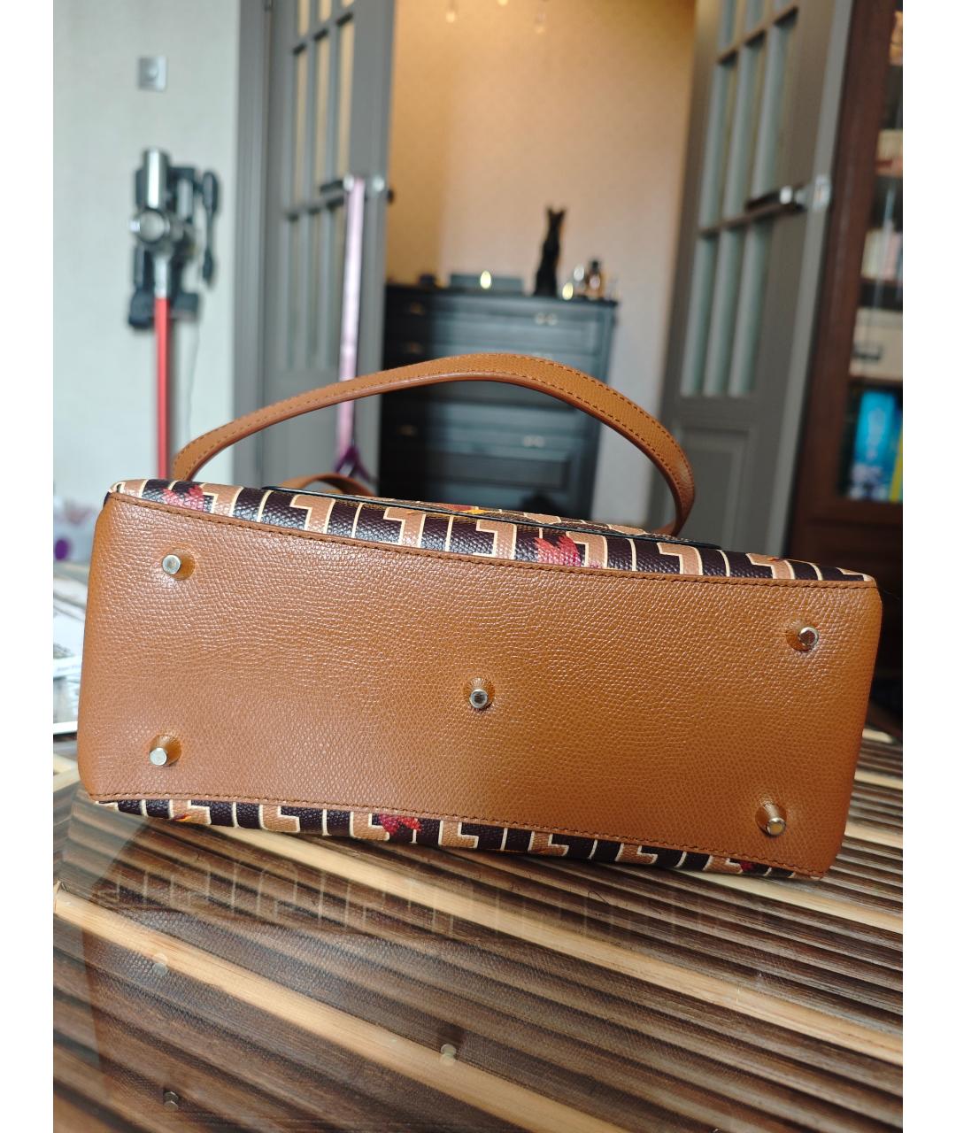 FURLA Коричневая кожаная сумка с короткими ручками, фото 8