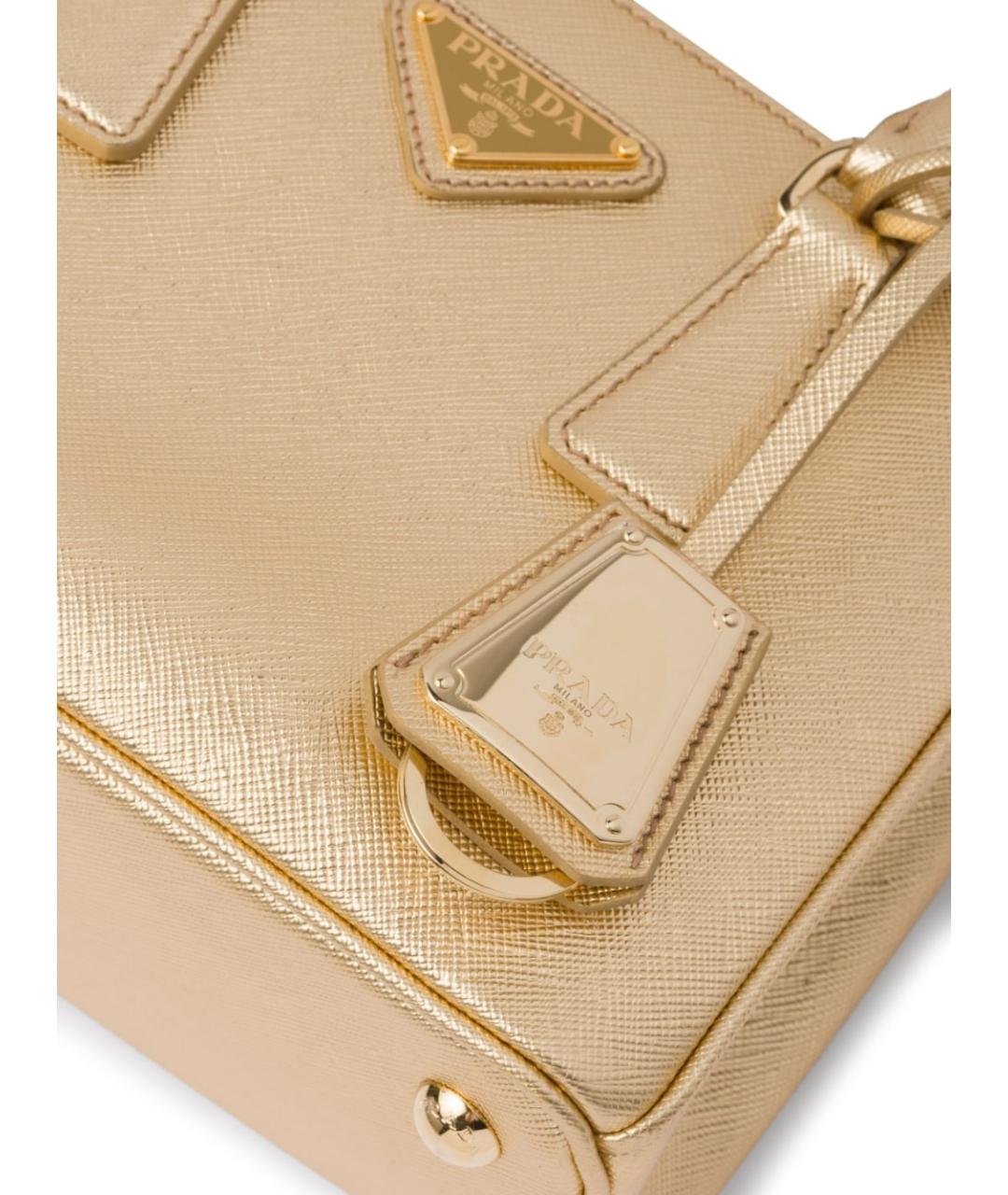 PRADA Золотая кожаная сумка тоут, фото 5