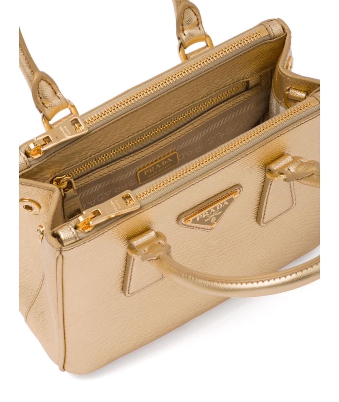 PRADA Золотая кожаная сумка тоут, фото 7